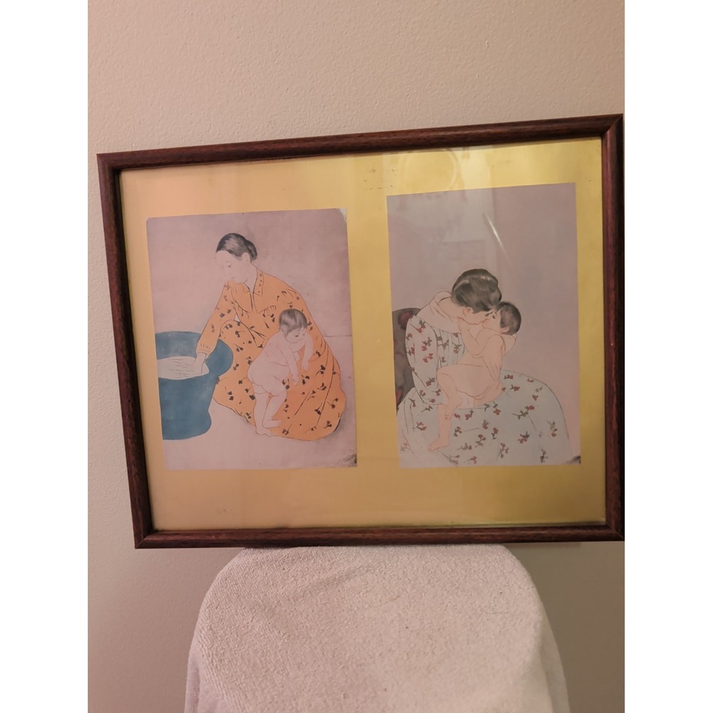 Mary Cassatt, The Bath, Mother's Kiss.Etching ? Prints ? Framed.Vintage